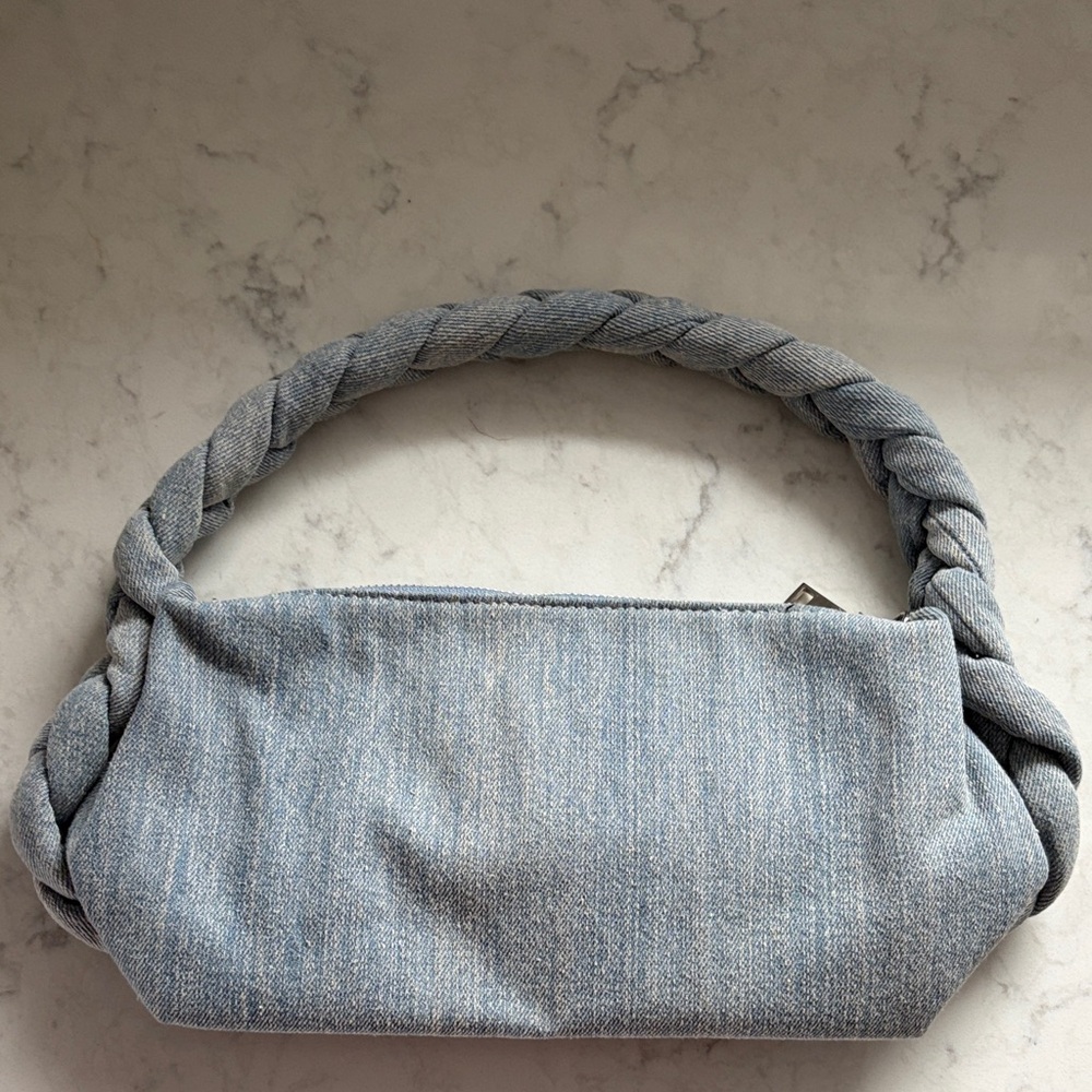 Elegant Light Blue Braided Handle Bag